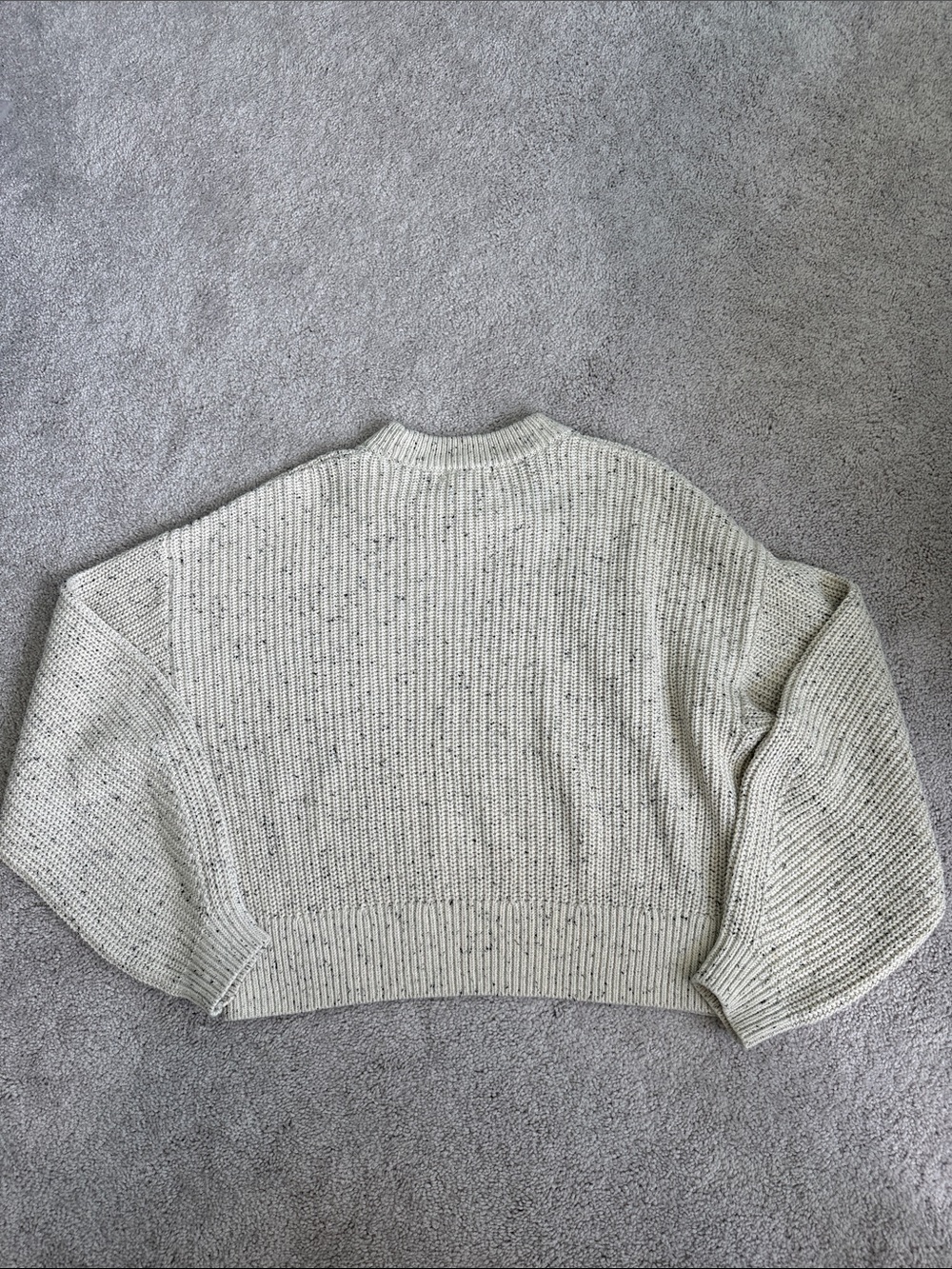H&M Cream/black Speckled Shaker-Knit Cotton Sweater – Size Small - Picture 4 of 7